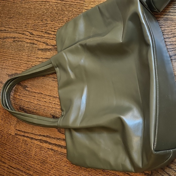 Neiman Marcus Olive Green Shopper Tote And Pouchette - Picture 8 of 8